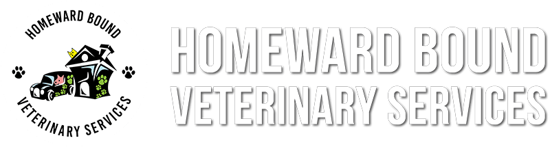 Homeward Bound Veterinary Services logo with a house, animals, and paw prints.